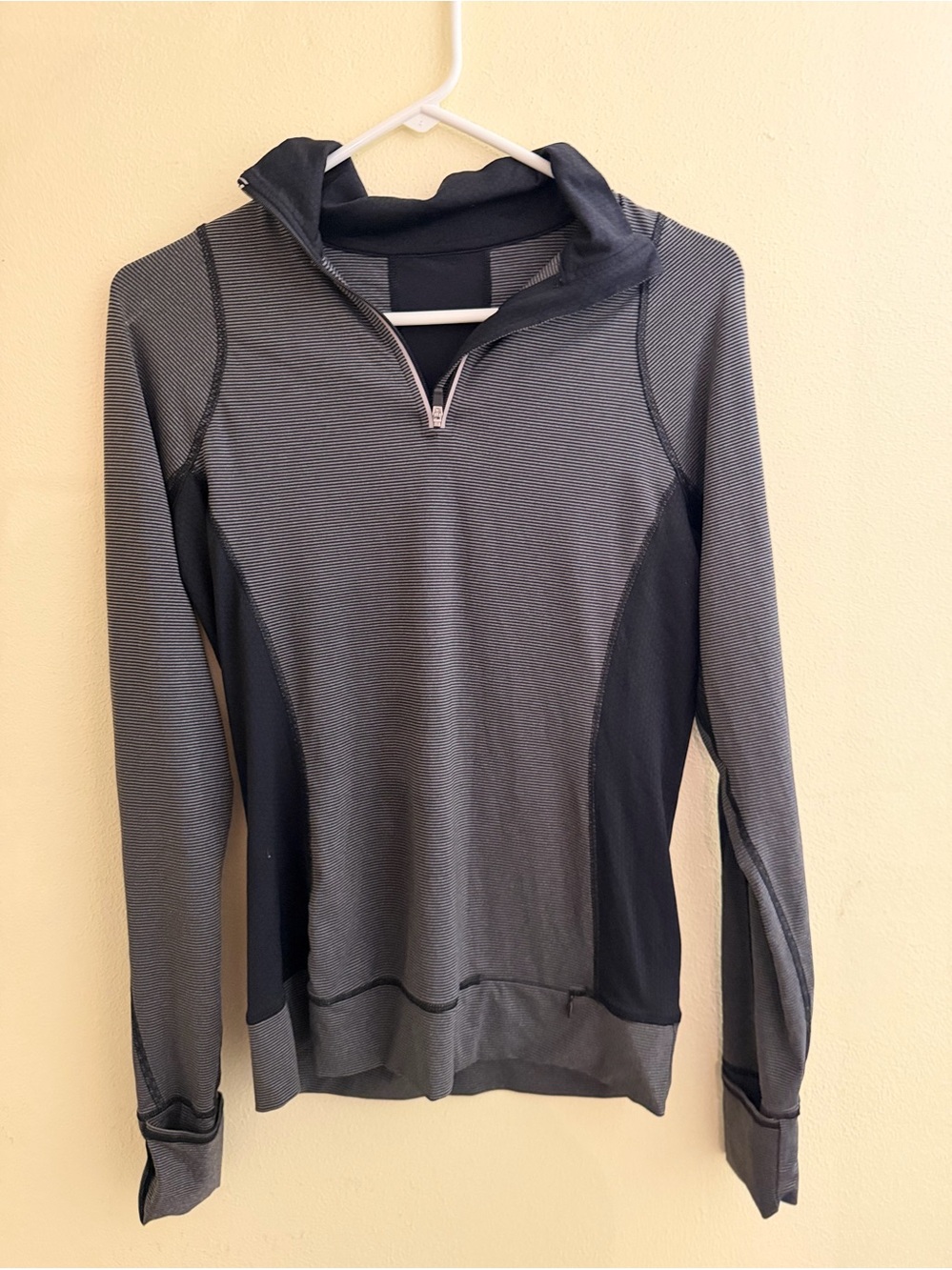 REVA Women’s Gray & Black Striped Quarter-Zip Athletic Pullover